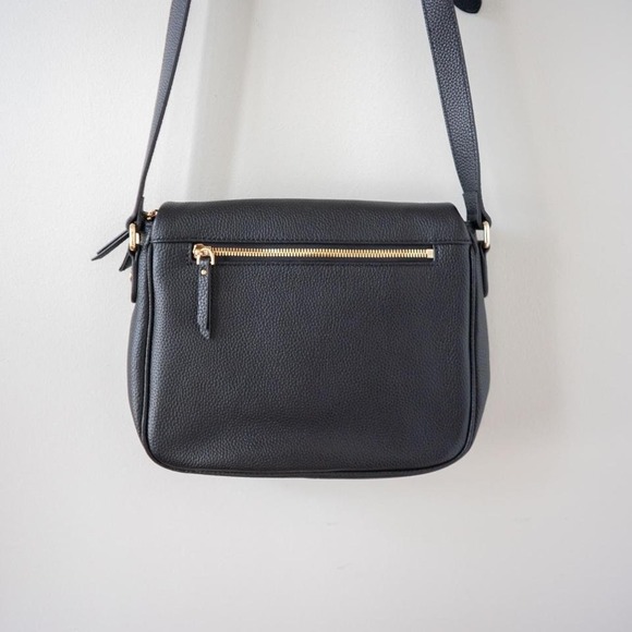 New Quince Italian Leather Foldover Crossbody Bag Black Purse - Picture 4 of 7